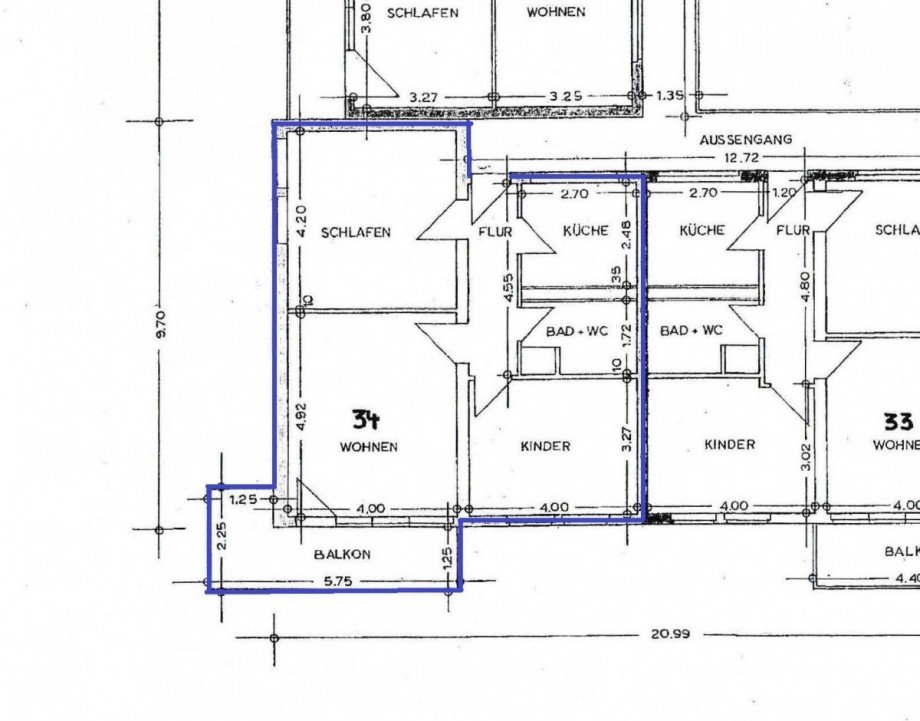 Grundriss WE34 Etagenwohnung M�nchengladbach